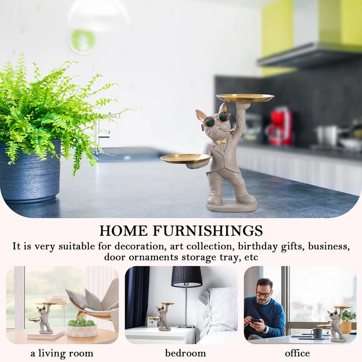 Bouledogue Double Plateau en Résine et Métal - HautePattes