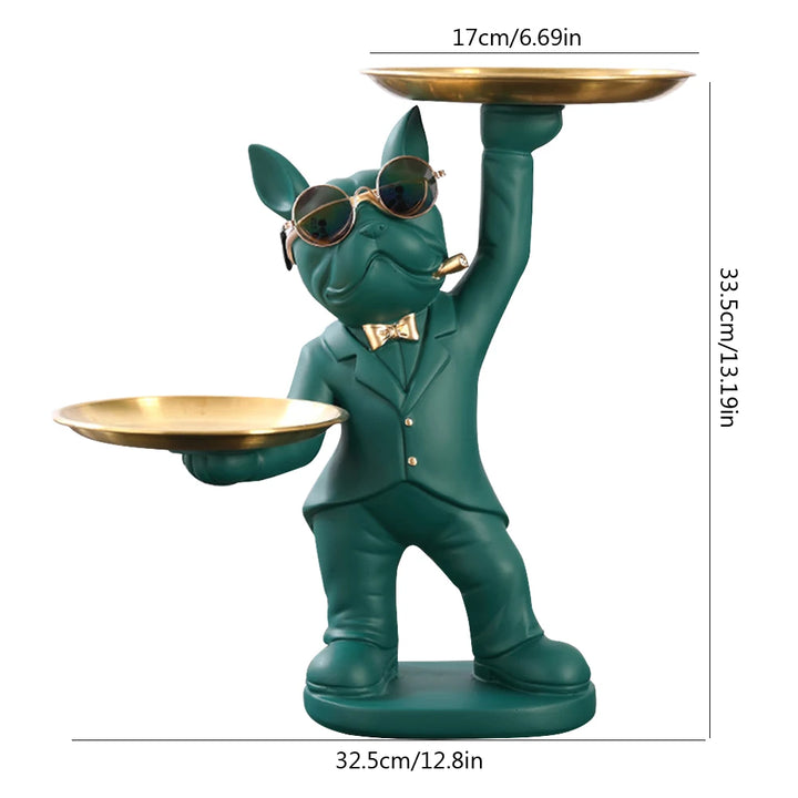 Bouledogue Double Plateau en Résine et Métal - HautePattes