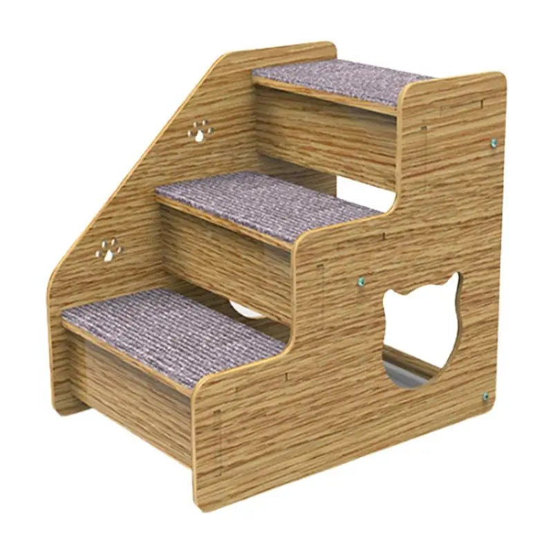 Escalier Premium en Bois à 3 Niveaux pour Chiens et Chats – Confort et Sécurité Ultimes - HautePattes