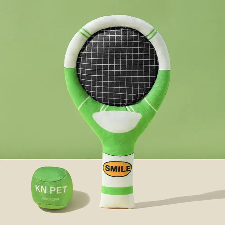 🎾 Jouet à Mâcher en Peluche – Raquette Couineuse pour Chiens - HautePattes