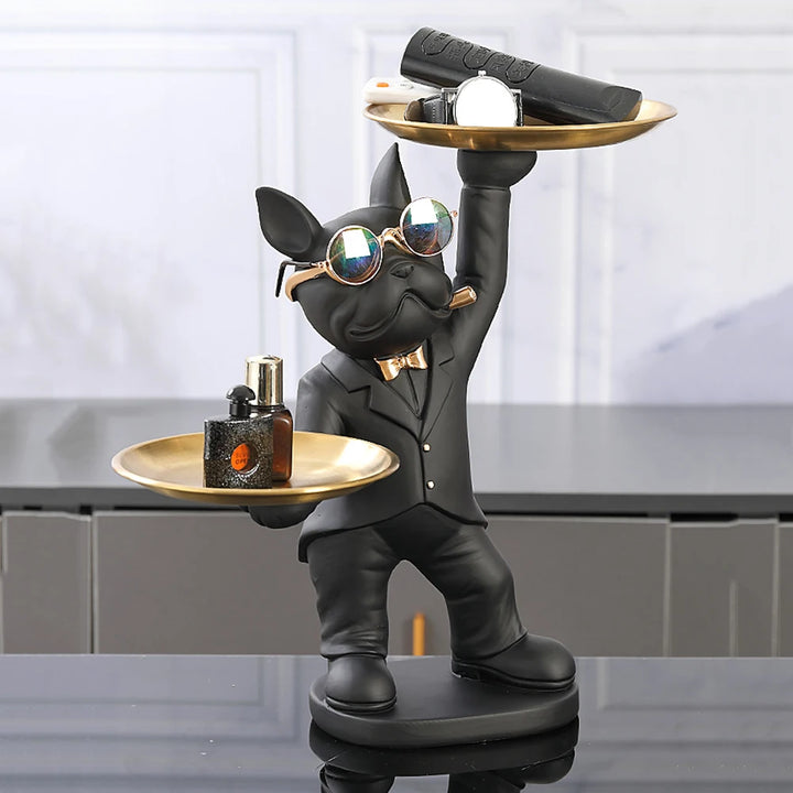 Bouledogue Double Plateau en Résine et Métal - HautePattes