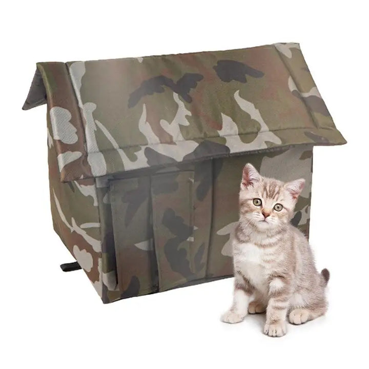 Abri extérieur camouflage pour chat errant – chaud, imperméable et protecteur