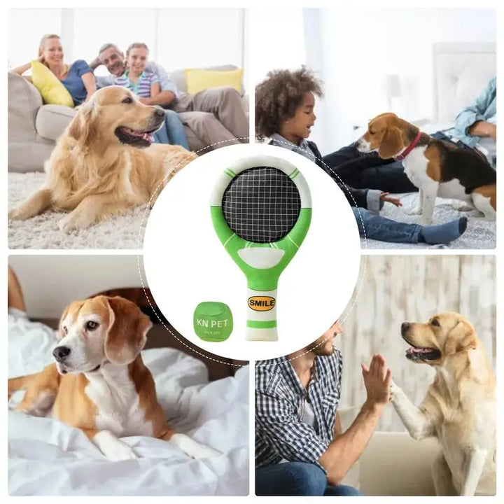 🎾 Jouet à Mâcher en Peluche – Raquette Couineuse pour Chiens - HautePattes