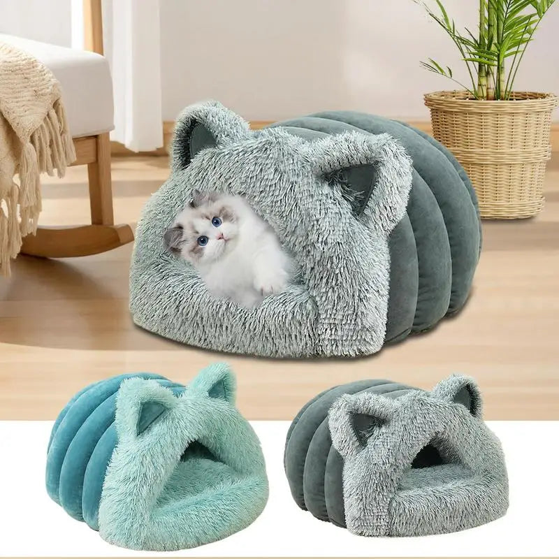 Grotte de lit pour chat avec oreilles décoratives - HautePattes