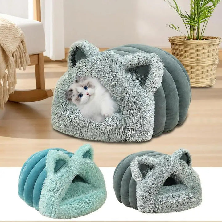Grotte de lit pour chat avec oreilles décoratives - HautePattes