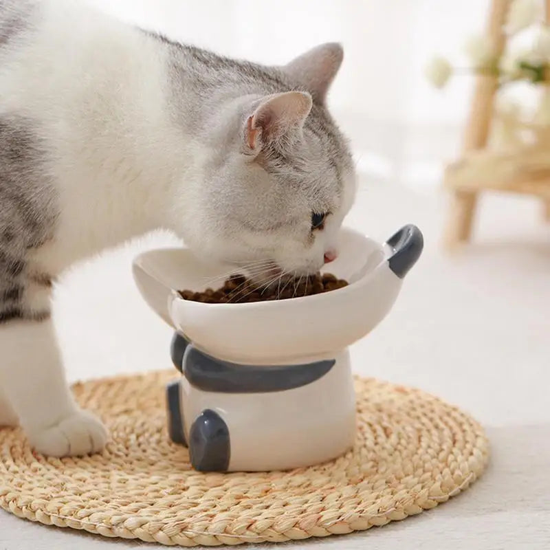 Gamelle surélevée et inclinée en céramique Panda - HautePattes