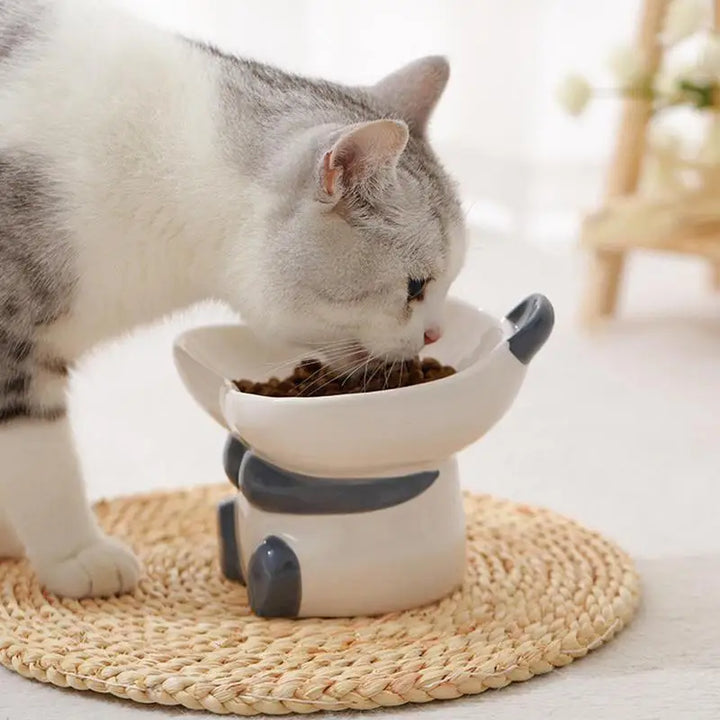 Gamelle surélevée et inclinée en céramique Panda - HautePattes
