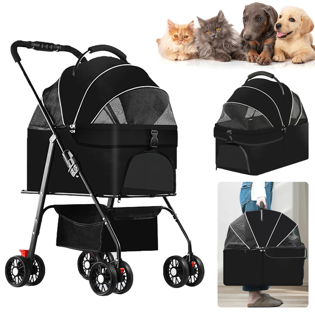 Poussette Multifonction 3-en-1 pour Animaux - HautePattes