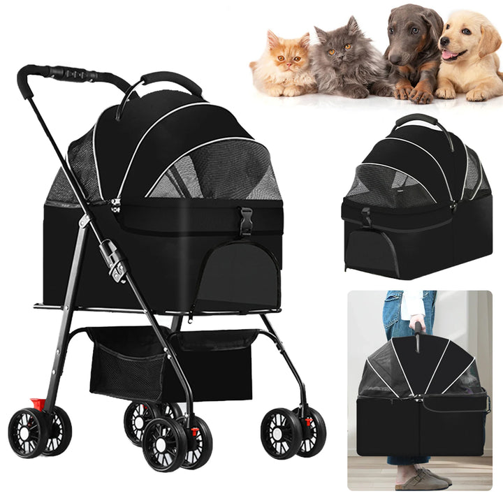 Poussette Multifonction 3-en-1 pour Animaux - HautePattes