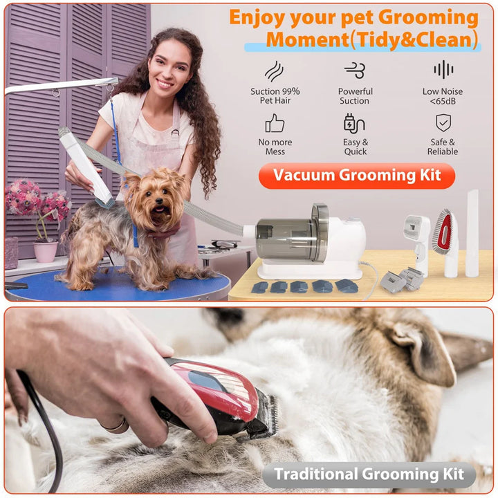 Kit de Toilettage Premium avec Aspirateur 10 kPa pour Chiens et Chats - HautePattes
