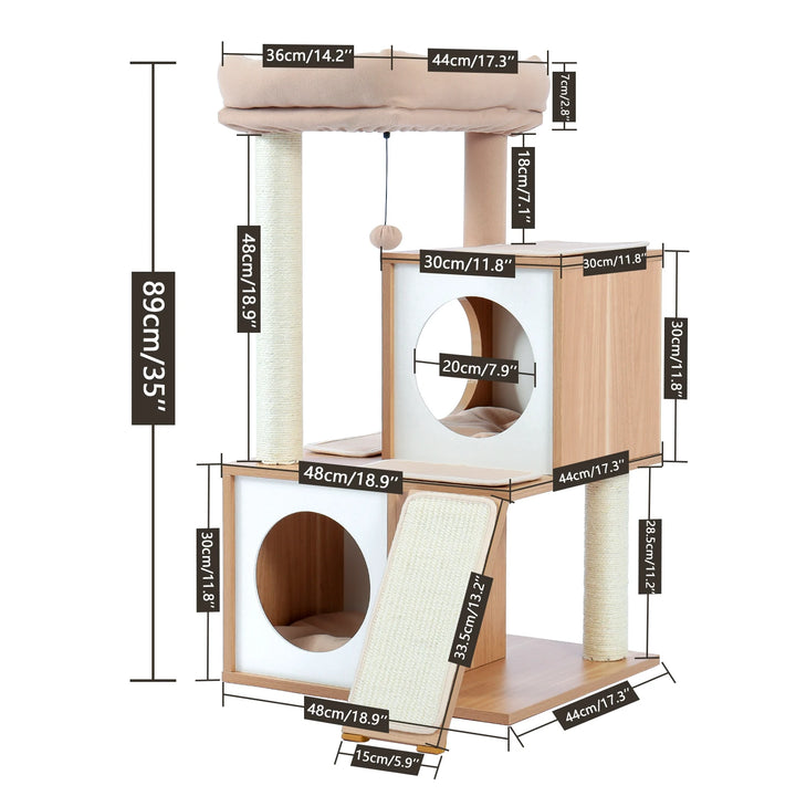Arbre à chat design 89 cm – Élégance et confort pour petits espaces