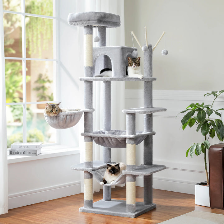 Tour à chat XXL 175 cm – 7 niveaux, hamacs XL & stabilité renforcée