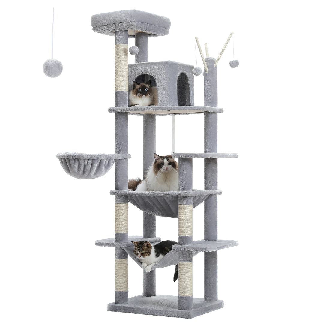 Tour à chat XXL 175 cm – 7 niveaux, hamacs XL & stabilité renforcée