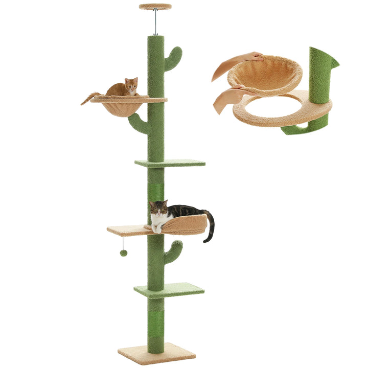 L’arbre à chat cactus – 5 niveaux, hamac & style qui décoiffe