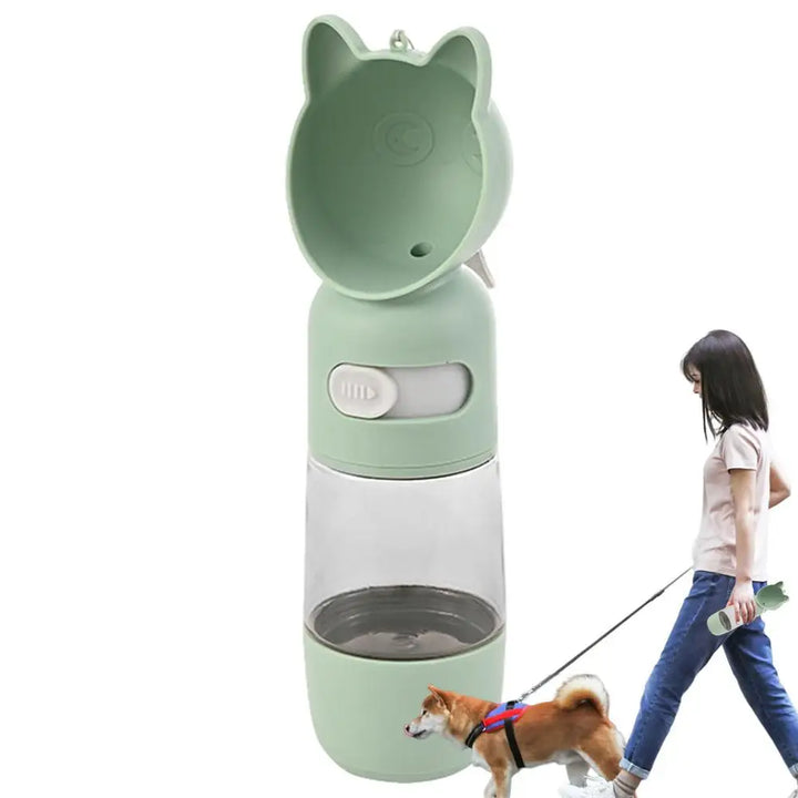 Gourde d'eau de voyage pour chien 2-en-1 avec récipient de nourriture - HautePattes