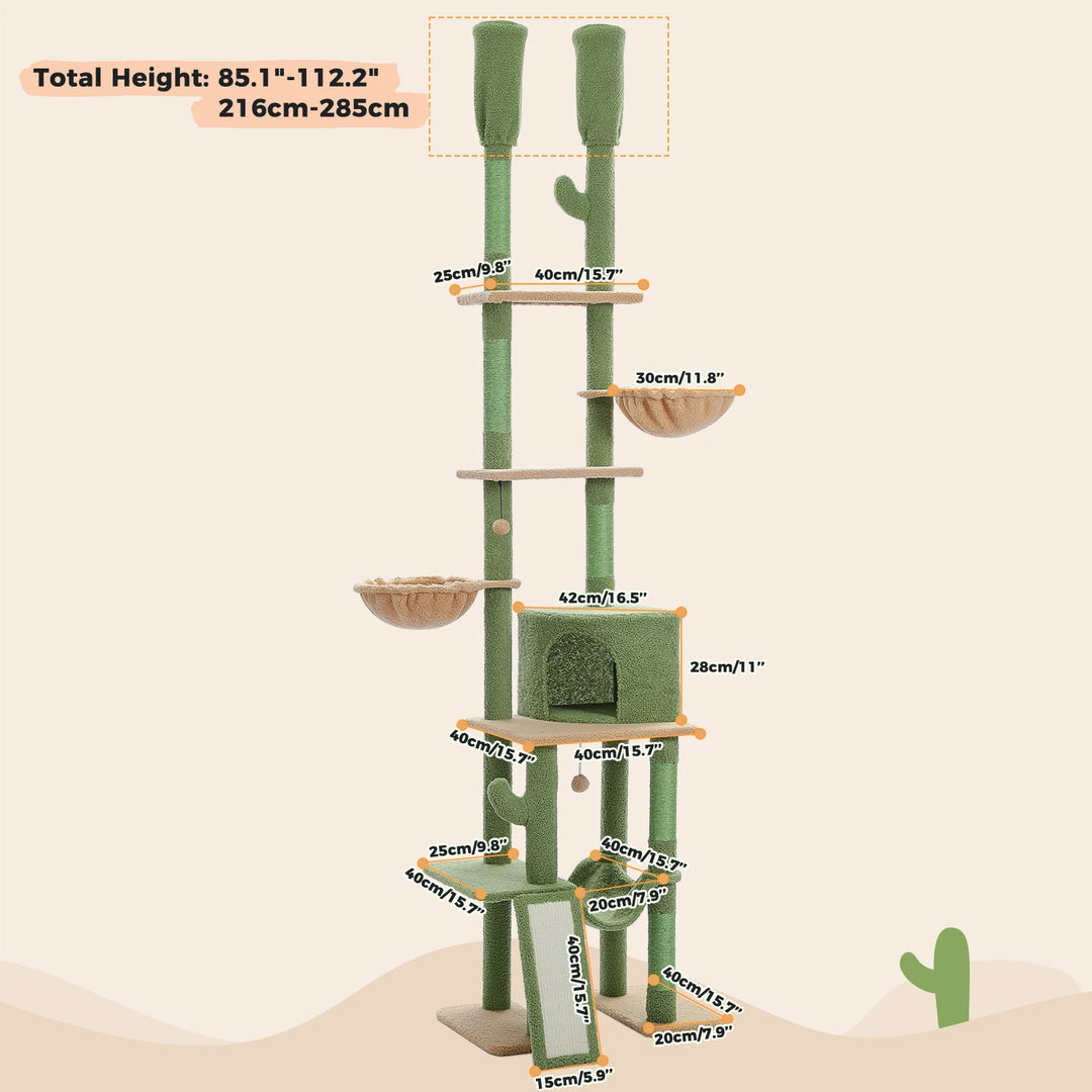 L’arbre à chat cactus – 5 niveaux, hamac & style qui décoiffe