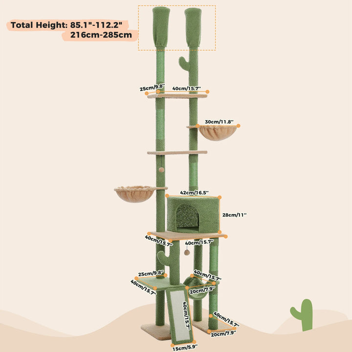 L’arbre à chat cactus – 5 niveaux, hamac & style qui décoiffe