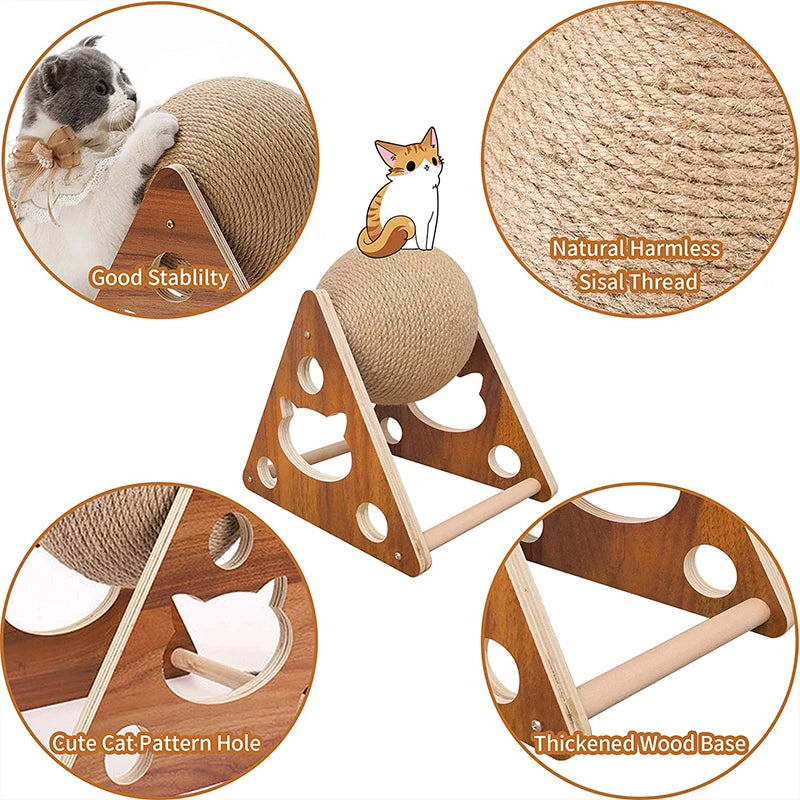 Griffoir en Bois avec Balle Suspendue - HautePattes