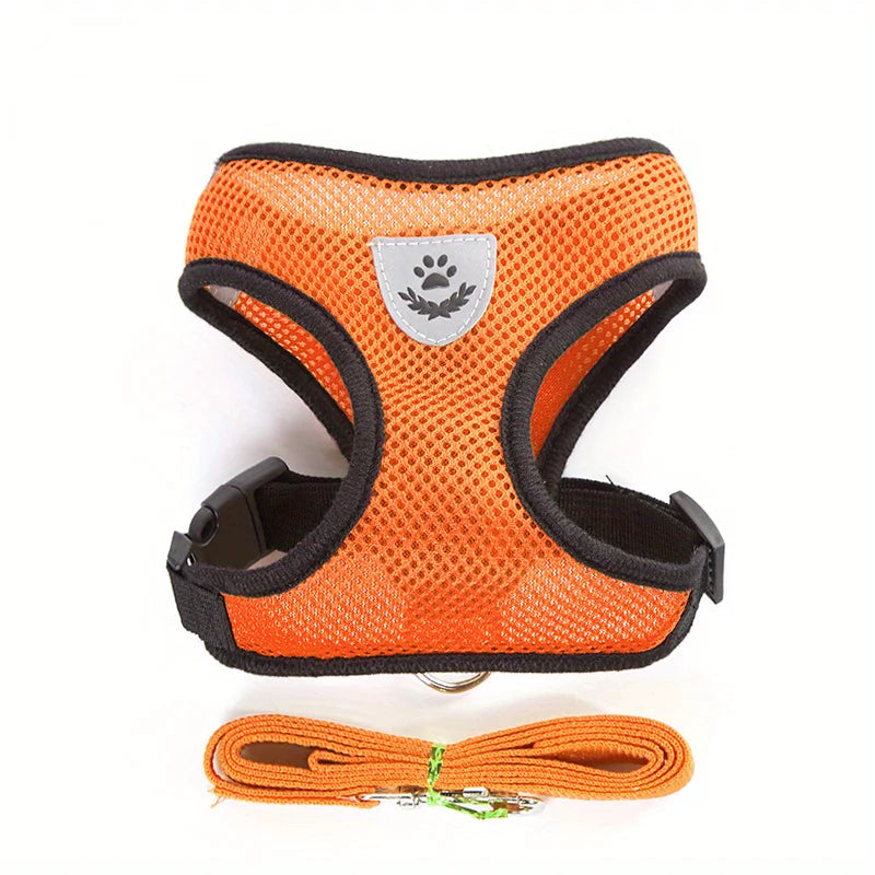 Ensemble harnais et laisse réfléchissants pour animaux de compagnie, pour chiens et chats, harnais réglable pour chiot et chat avec maille douce - HautePattes