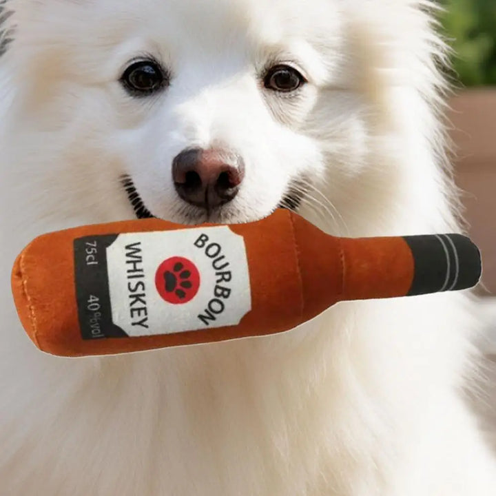 Jouet à mâcher en peluche Forme bouteille de whiskey bourbon - HautePattes