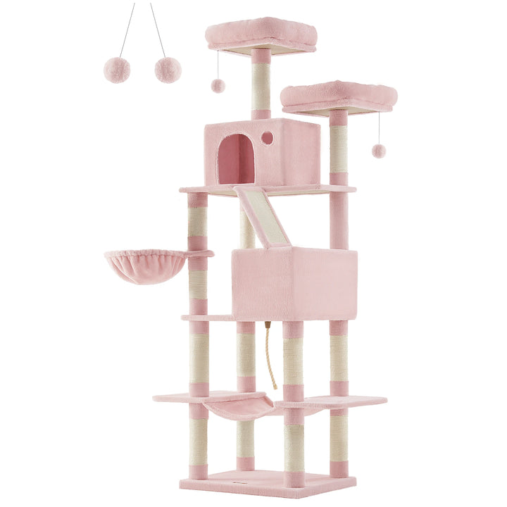 Tour à chat 206 cm – 6 chats, 5 zones de repos & griffoirs intégrés