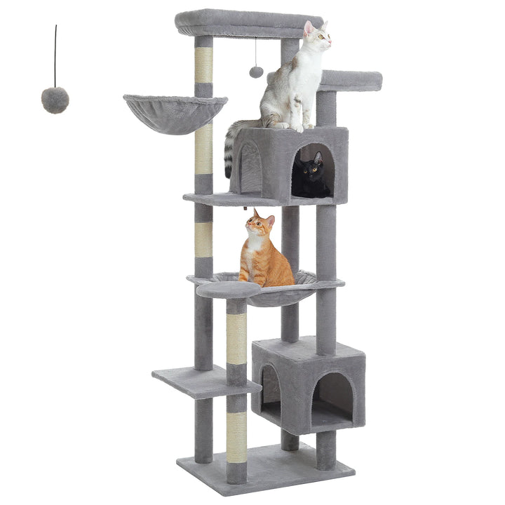 Arbre à chat XXL 175 cm – 2 hamacs, condos & griffoirs pour grands félins