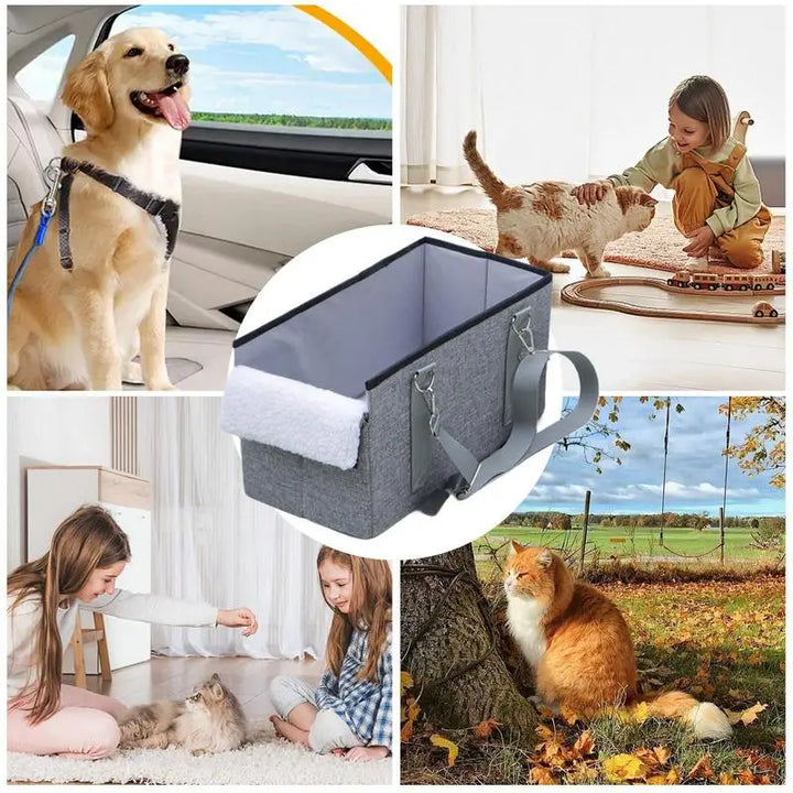 Siège Auto Pliable avec Console Centrale pour Chiens & Chats - HautePattes