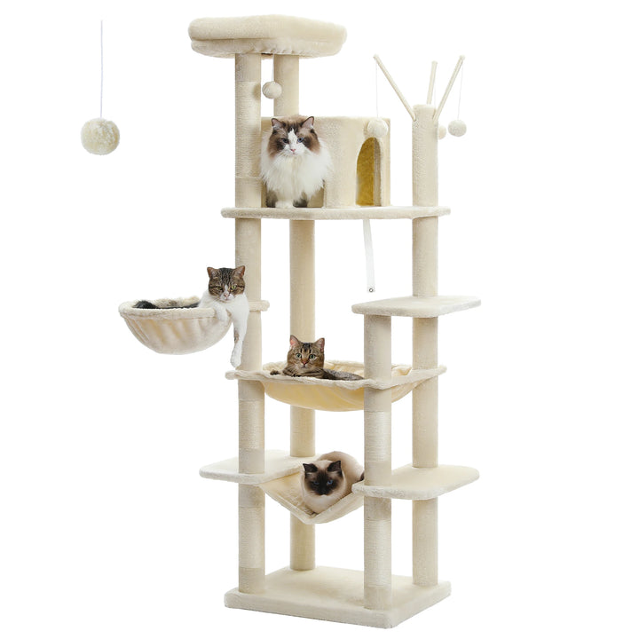 Tour à chat XXL 175 cm – 7 niveaux, hamacs XL & stabilité renforcée