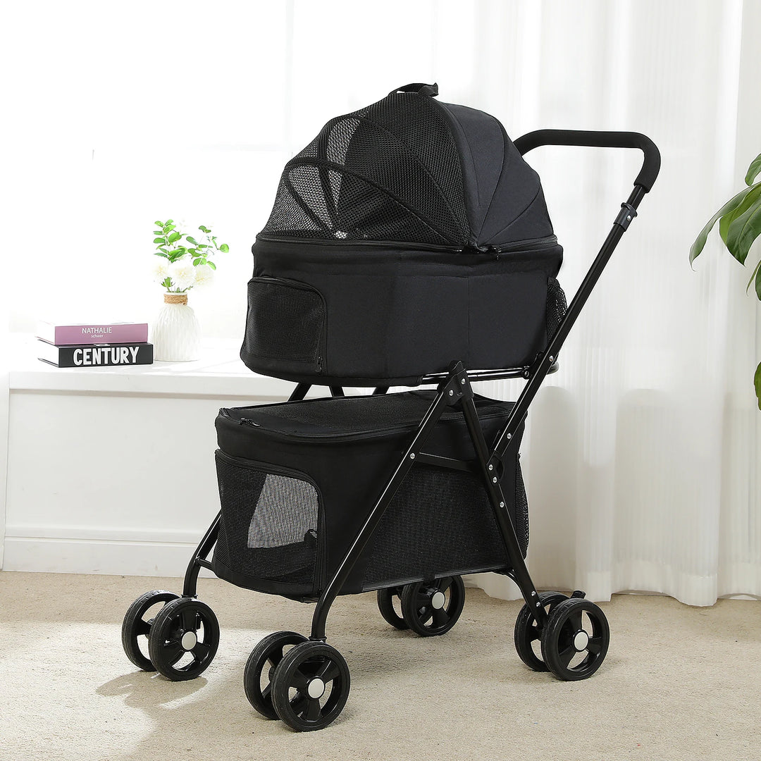 Poussette double pour petits chiens ou chats - HautePattes