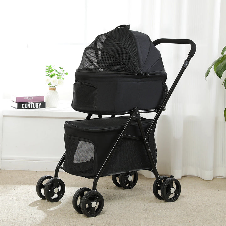 Poussette double pour petits chiens ou chats - HautePattes
