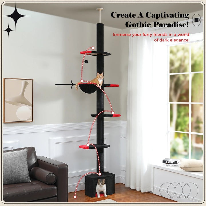 Tour à chat verticale design – Jusqu’à 3 chats, 5 niveaux de liberté