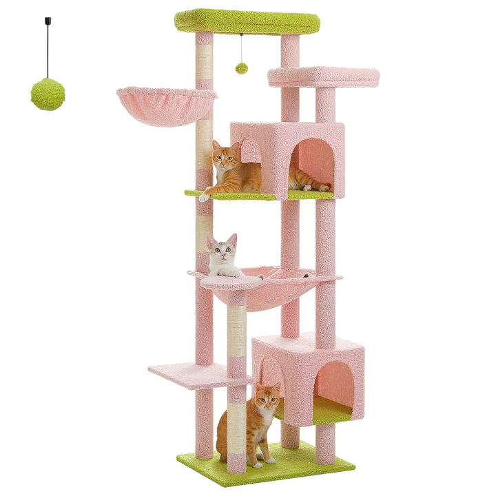 Arbre à chat XXL 175 cm – 2 hamacs, condos & griffoirs pour grands félins