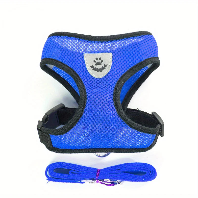 Ensemble harnais et laisse réfléchissants pour animaux de compagnie, pour chiens et chats, harnais réglable pour chiot et chat avec maille douce - HautePattes