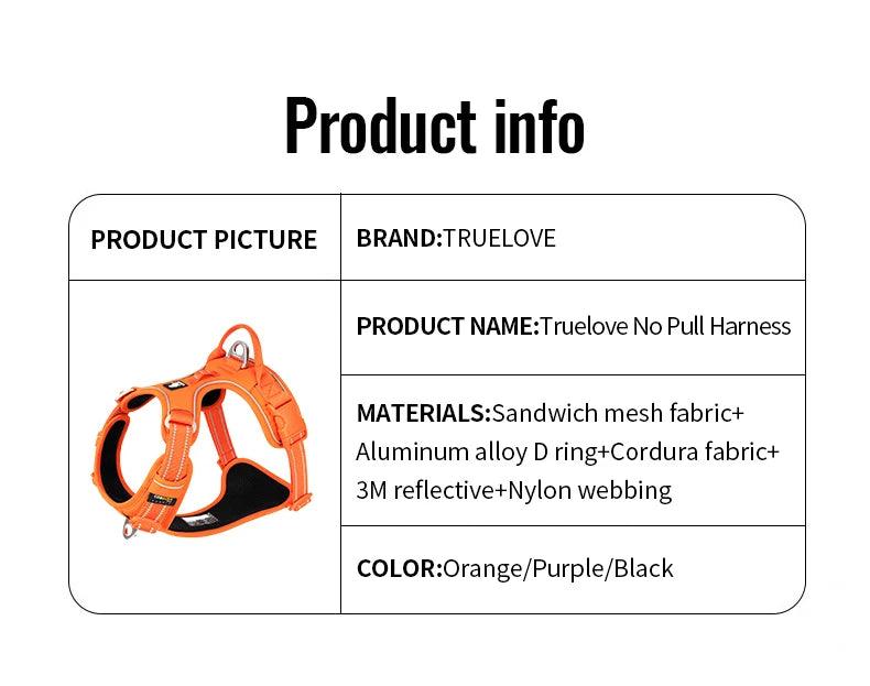 Harnais True love anti-traction chien nylon réfléchissant - HautePattes
