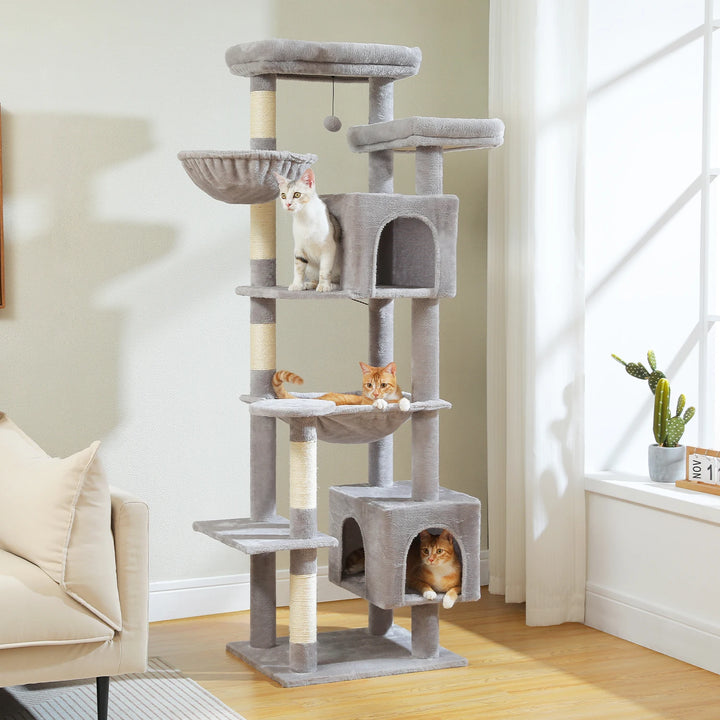Arbre à chat XXL 175 cm – 2 hamacs, condos & griffoirs pour grands félins