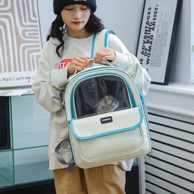 Sac à dos de transport pour animaux de compagnie, sac de voyage pour animaux de compagnie, Portable, respirant, pour chien, Transparent, grand espace - HautePattes