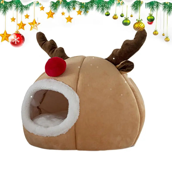 Lit de Noël pour chat en forme de tente douce et magique