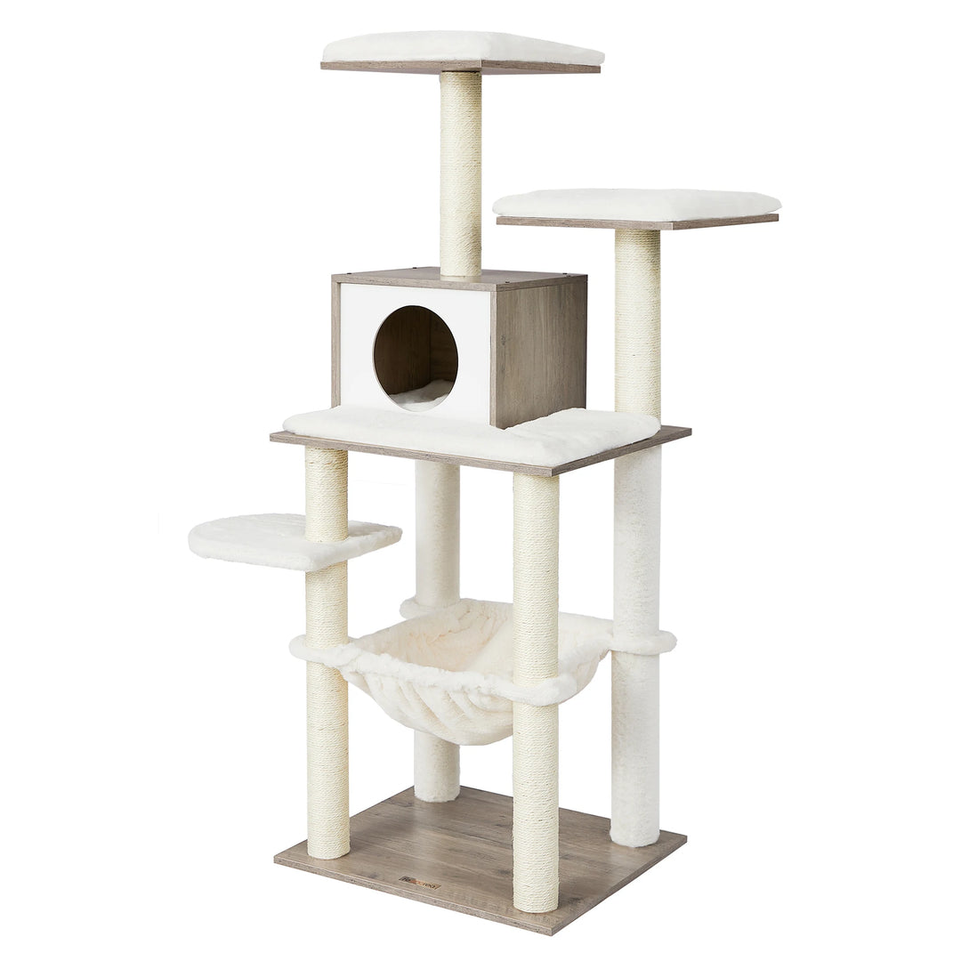 Arbre à chat 138 cm – Un havre moelleux pour chats sensibles