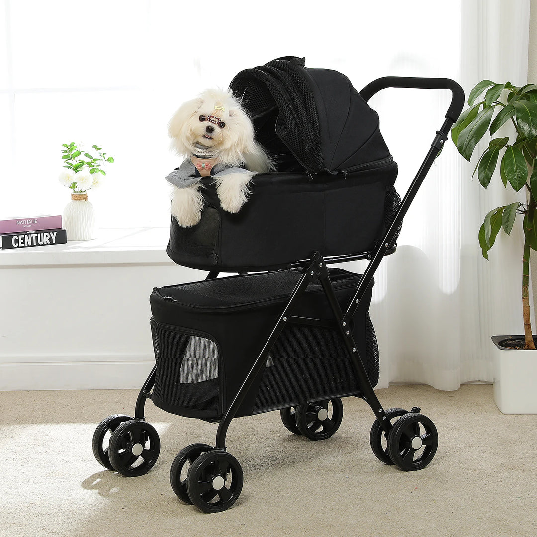 Poussette double pour petits chiens ou chats - HautePattes