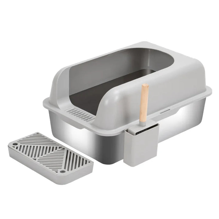 Bac à litière inox pour chat design anti-odeur premium