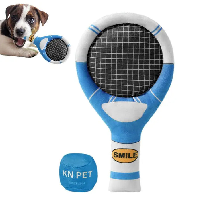 🎾 Jouet à Mâcher en Peluche – Raquette Couineuse pour Chiens - HautePattes