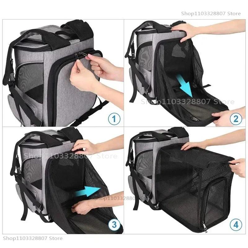 Sac à dos de Transport pour animaux de compagnie, respirant, pliable, sac de voyage, extensible, grande capacité, créatif pour chats et chiens - HautePattes