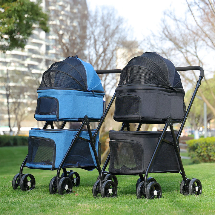 Poussette double pour petits chiens ou chats - HautePattes