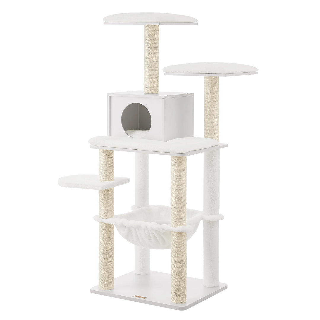 Arbre à chat 138 cm – Un havre moelleux pour chats sensibles