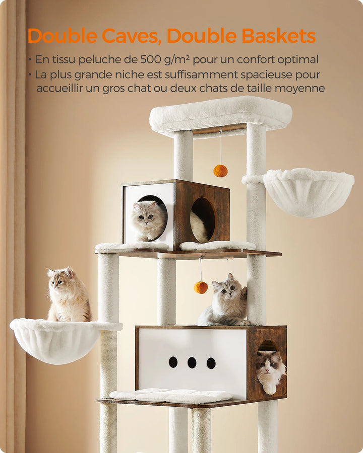 Arbre à chat 197 cm – Un refuge stable pour plusieurs chats