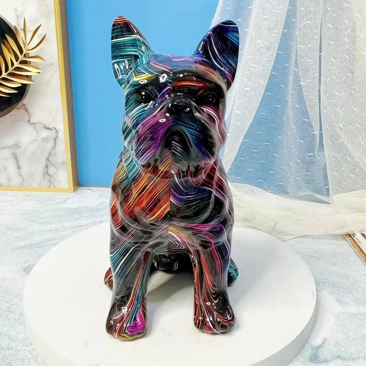 Statue de bouledogue en résine colorée - HautePattes