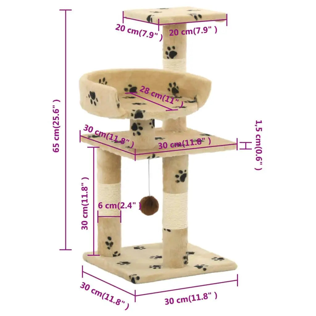 Petit arbre à chat 65 cm – Un cocon doux et solide pour petit espace