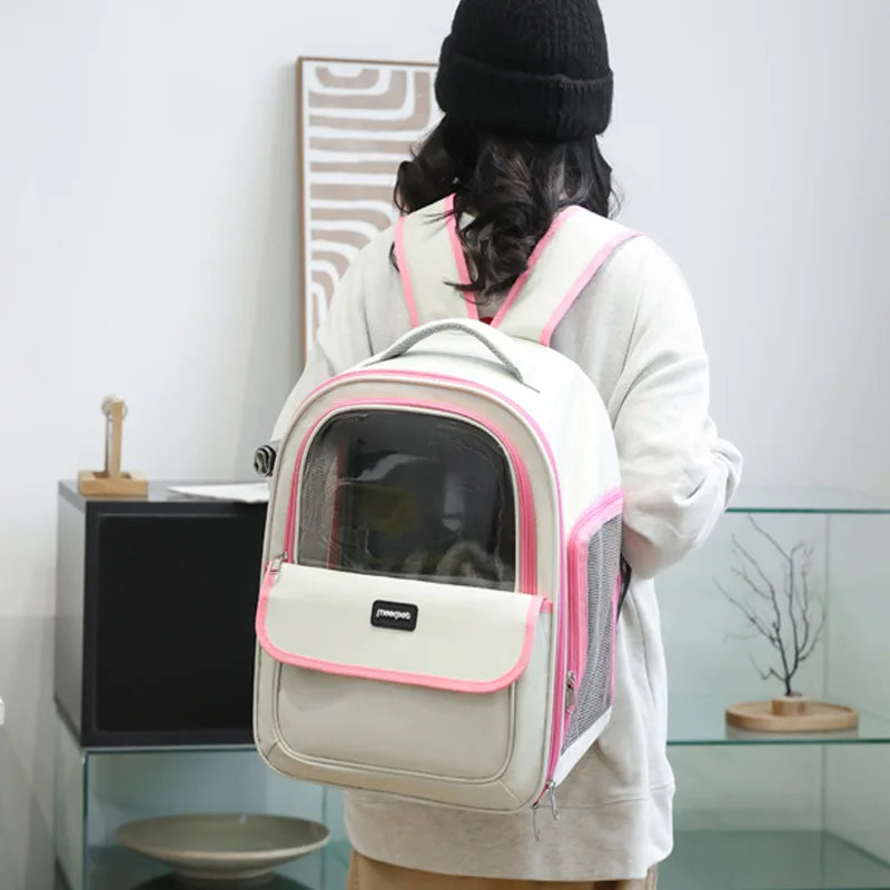 Sac à dos de transport pour animaux de compagnie, sac de voyage pour animaux de compagnie, Portable, respirant, pour chien, Transparent, grand espace - HautePattes