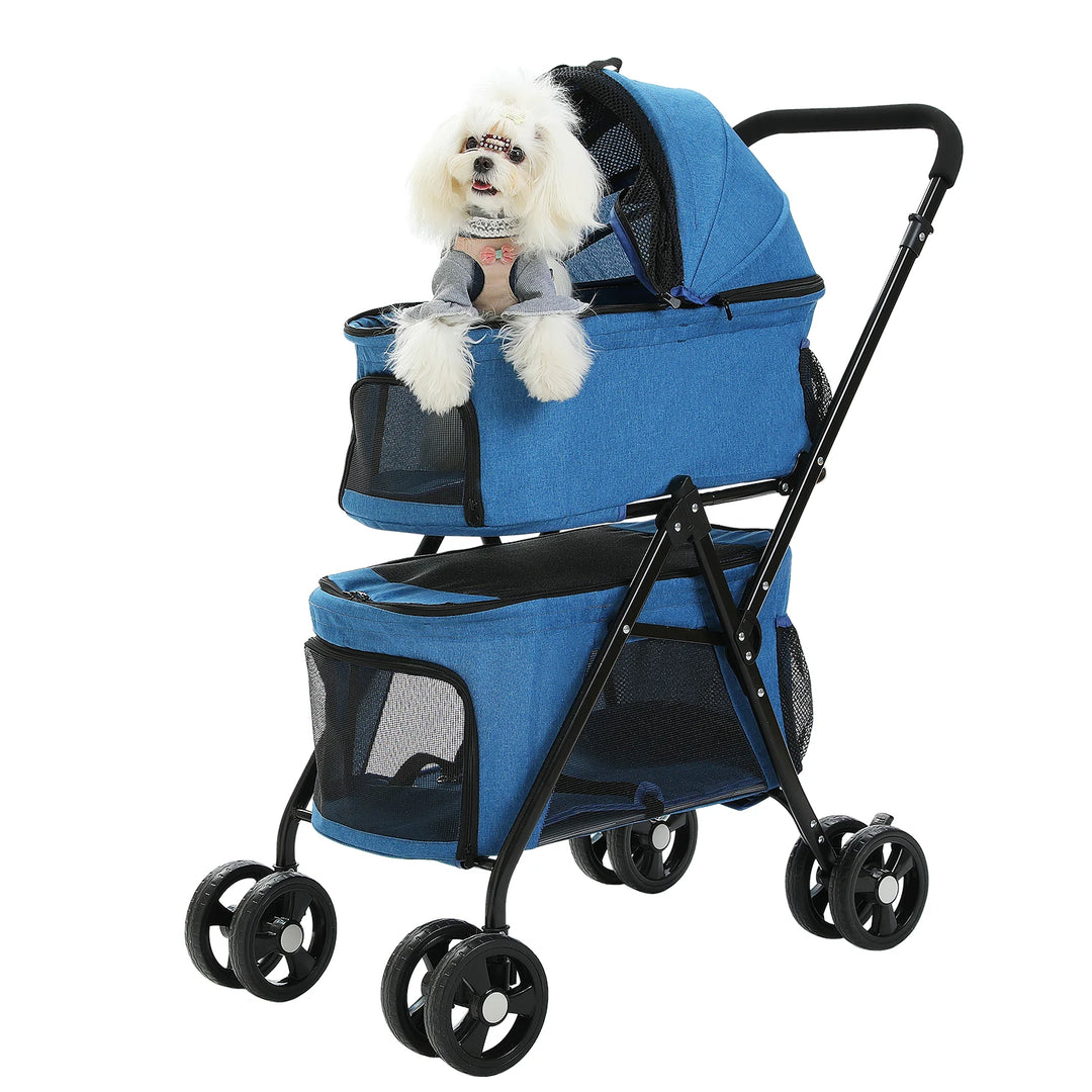 Poussette double pour petits chiens ou chats - HautePattes