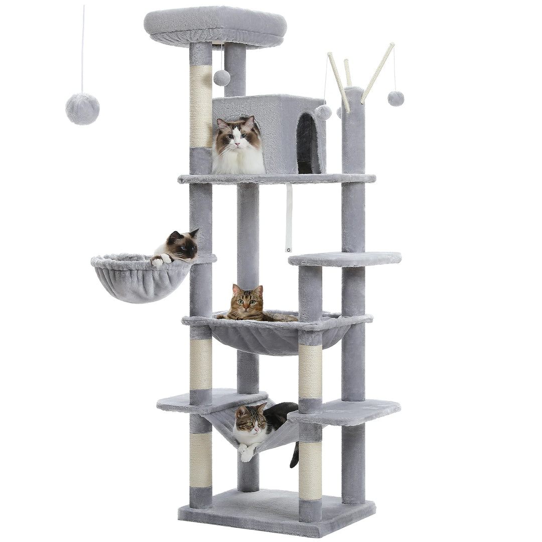 Tour à chat XXL 175 cm – 7 niveaux, hamacs XL & stabilité renforcée